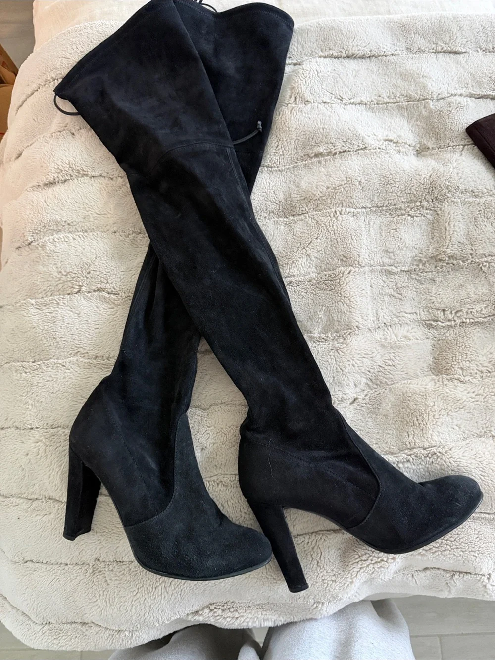 Stuart Weitzman Highland Over the Knee Boots Black Suede OTK